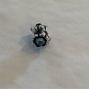 Sterling Silver Floral Pandora Charm with Blue Crystals